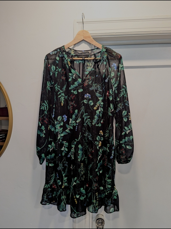 Banana Republic Dresses & Skirts - Banana Republic Black Floral Long-Sleeve Sheer Dress